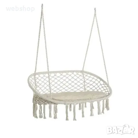 Луксозна Двойна бежова градинска люлка за двама с възглавница, снимка 4 - Градински мебели, декорация  - 48084570