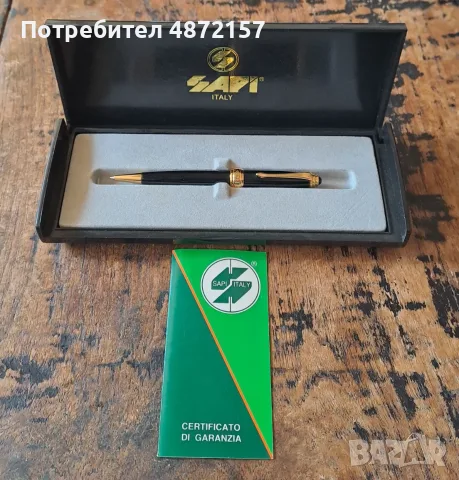 химикалка Сапи Sapi малка елегантна позлатена и черна Италия в кутия, снимка 2 - Ученически пособия, канцеларски материали - 55737175