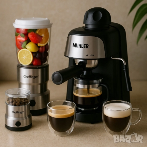 Еспресо машина Muhler MCM + 2-в-1 блендер и мелничка