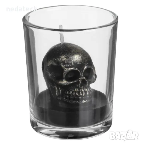 Свещ Halloween Череп 3D в стъклена чашка Ø5.5x6.5 см