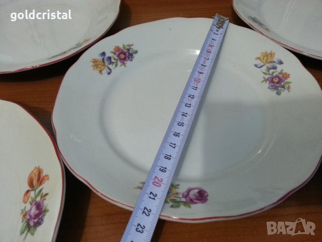 Стар български порцелан чинии плитки за основно , снимка 2 - Антикварни и старинни предмети - 37693515