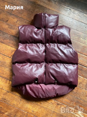 Кожен елек бордо / бургунди, снимка 1