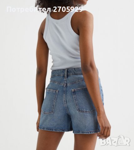 H&M дънкови къси панталони, размер 38(S/М) с висока талия, снимка 3 - Къси панталони и бермуди - 37653781