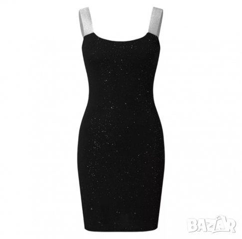 Черна рокля с блестящи частици, снимка 2 - Комплекти - 26464296