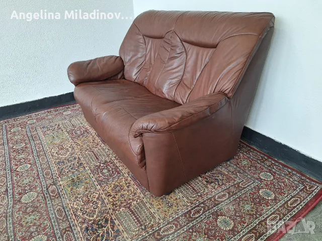 Диван двойка естествена кожа , снимка 2 - Дивани и мека мебел - 56226075