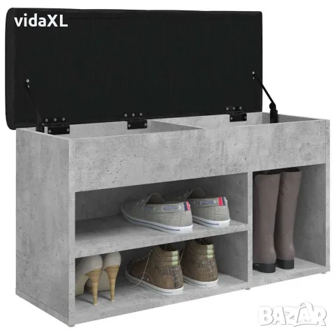 vidaXL Пейка за обувки, бетонно сив, 82x32x45,5 см, инженерно дърво, снимка 4 - Маси - 56148140
