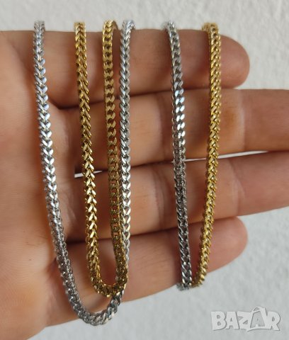 Ланец синджир верижка от медицинска стомана цвят сребро/злато сребърен/златен сребърна/златна куб, снимка 2 - Колиета, медальони, синджири - 37945845