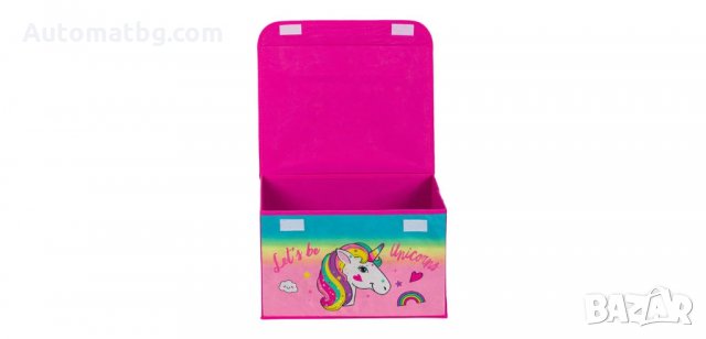 Кутия за съхранение Детски плат Розов еднорог, Automat, снимка 2 - Ученически пособия, канцеларски материали - 34115008