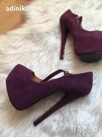 Тъмно лилави обувки, снимка 2 - Дамски обувки на ток - 17503421