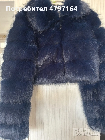 Късо яке от еко кожа с косъм