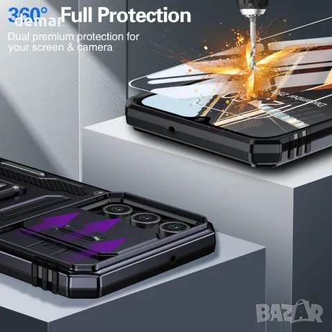 GOLDJU калъф за Samsung Galaxy A15 5G, с протектор за екрана и магнитна стойка, снимка 5 - Калъфи, кейсове - 50033082