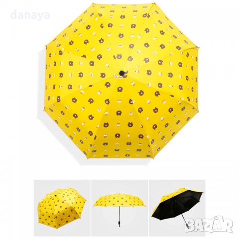 2433 Сгъваем автоматичен чадър на мечета с UV защита, снимка 5 - Други - 34235527