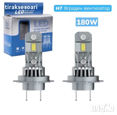 180W LED Крушки H7 за директен монтаж с вграден вентилатор