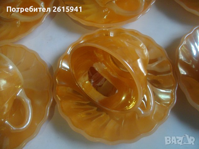 Vintage USA Archor Hocking-14 Части Нов Сервиз За Кафе-САЩ-Цвят Праскова/Сьомга, снимка 7 - Сервизи - 40031355