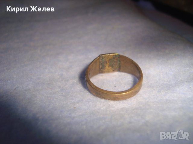 СТАРИНЕН ПОЗЛАТЕН БРОНЗОВ АРТ ДЕКО МАЙСТОРСКИ ПРЪСТЕН УНИКАТ с БУКВА - Е - РЪЧНО ОРНАМЕНТИРАН 28412, снимка 5 - Антикварни и старинни предмети - 37395552