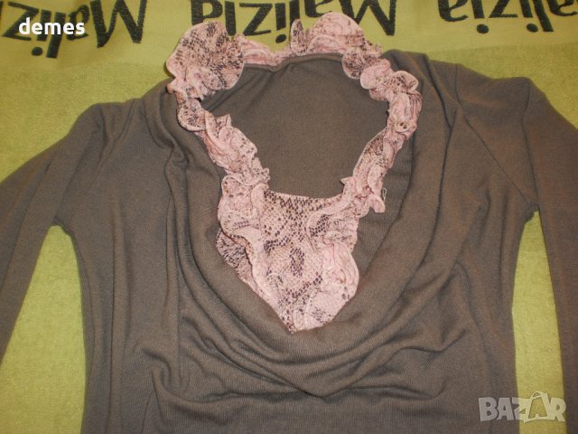 Дамска блуза трико и дантела, размер М, снимка 3 - Блузи с дълъг ръкав и пуловери - 37890730