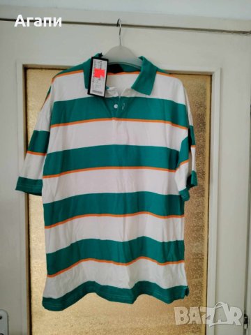 Мъжка памучна тениска с яка чисто нова