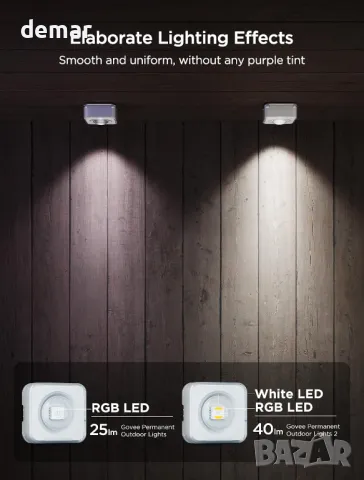 Перманентни външни осветителни тела Govee 2, 30 м RGBIC, 72 LED, IP67, снимка 8 - Лед осветление - 47410633