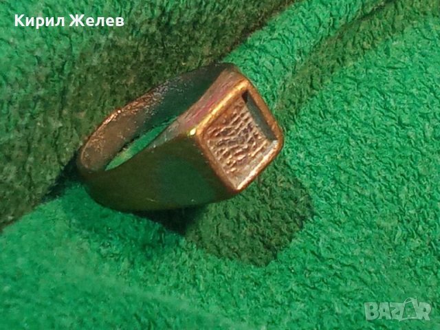 СТАР РЪЧНА МАЙСТОРСКА РЕТРО ВИНТИДЖ ИЗРАБОТКА БРОНЗОВ ПРЪСТЕН със СЛЕДИ от ПОСРЕБРЯВАНЕ 71061, снимка 2 - Антикварни и старинни предмети - 37472975