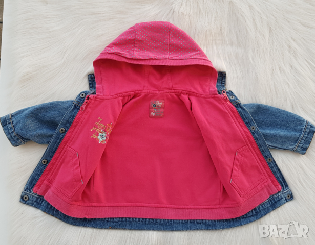  Детско дънково яке с подплата суичър 2в1 размер 9-12 месеца, снимка 7 - Бебешки якета и елеци - 44923103