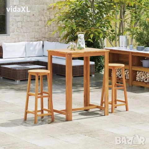 vidaXL Бар столове, 2 бр, акациево дърво масив, снимка 2 - Столове - 56147645