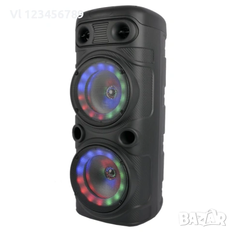 Двойна караоке колона KOBRA ZQS-8210 с Bluetooth 2х8“ микрофон и светлини, снимка 2 - Тонколони - 54162445
