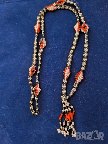 две старинни колиета от мъниста синци за народна носия, снимка 5 - Антикварни и старинни предмети - 53146949