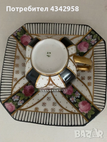 Рядка винтидж порцеланова чаша с чинийка – Art Deco, Германия (1920–1930 г.)  , снимка 6 - Антикварни и старинни предмети - 53934535