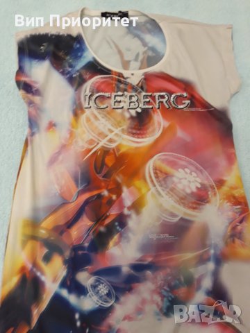 Маркова блуза ICEBERG без ръкав, сюрпризен принт-експресия, безкрайно фина, прохладна дишаща материя, снимка 10 - Тениски - 37258266