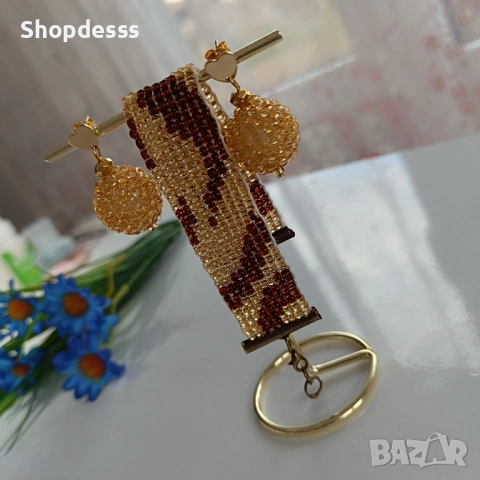 Комплект гривна и обеци , снимка 4 - Колиета, медальони, синджири - 54167974