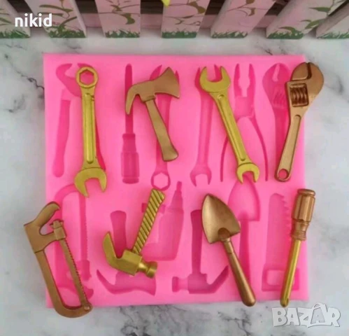 Инструменти майстор лопатка отвертка чук трион гаечен ключ силиконов молд форма фондан шоколад гипс 