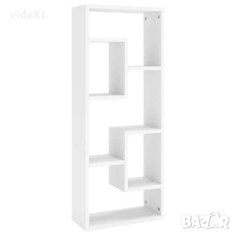 vidaXL Стенен рафт, бял, 36x16x90 см, инженерно дърво