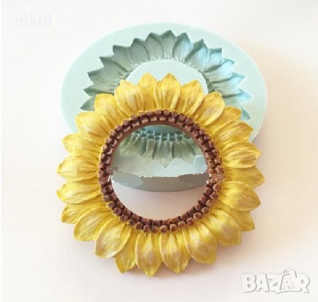 Голям слънчоглед рамка кръг силиконов молд форма фондан гипс украса декор