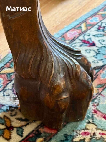 Масивна кръгла маса / дърворезба, ръчна изработка, снимка 3 - Маси - 51172835