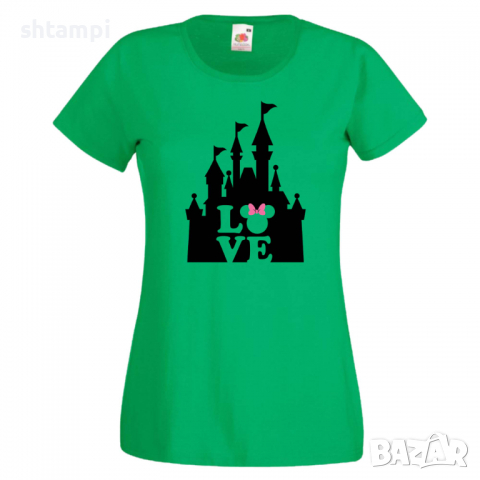 Дамска тениска Minnie Love Disney Castle Подарък,Изненада,Рожден ден,, снимка 3 - Тениски - 36530274