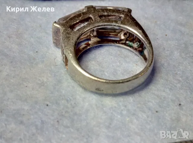 ШАРМАНТЕН СКЪПОЦЕНЕН СРЕБЪРЕН ПРЪСТЕН МАРКОВО СРЕБРО 925 с БЯЛА ПОЗЛАТА и ЛАБОРАТОРЕН МОЙСАНИТ 47596, снимка 6 - Пръстени - 49366059