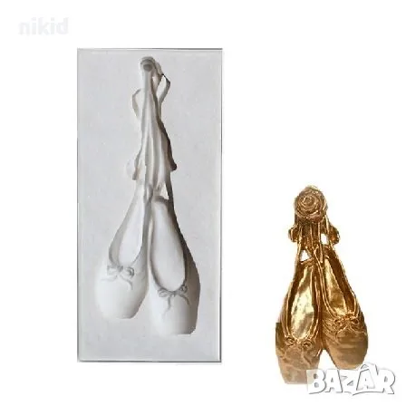 Завързани Балетни цвички обувки балеринки силиконов молд форма декорация украса фондан торта , снимка 2 - Форми - 19467053