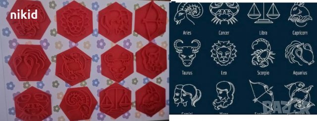 Зодии Зодия печат печати щампа за сладки бисквитки тесто пластмасов сет форми