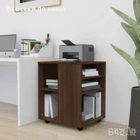 Шкаф с колелца, кафяв дъб, 60x53x72 см, инженерно дърво, снимка 3 - Шкафове - 48005099