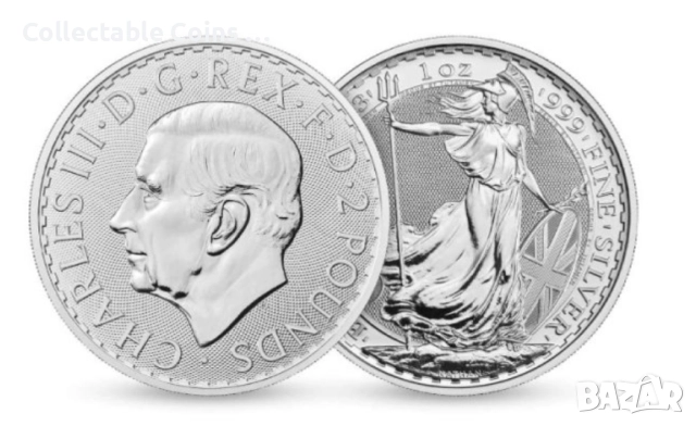 сребърна монета 1 oz оз britania британия чарлз инвестиционно сребро