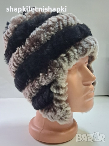 Дамска шапка лукс, ушанка Чинчила - 114, снимка 4 - Шапки - 52224771
