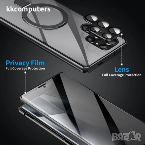Samsung Galaxy S23 Ultra 5G MagSafe Magnetic Privacy Frosted Tempered Glass Holder Удароустойчив Кал, снимка 6 - Калъфи, кейсове - 52872500