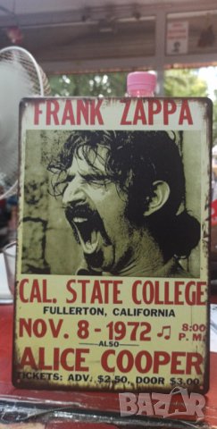 Frank Zappa 8.11.1972 -метална табела( плакет), снимка 2 - Китари - 37864315