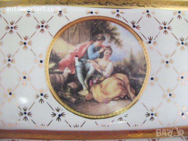 Винтич Голям Порцеланов Поднос Япония Маркиран, снимка 3 - Антикварни и старинни предмети - 31664165