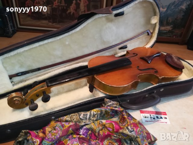 цигулка с лък и куфар-внос англия 0102221909, снимка 3 - Струнни инструменти - 35638839
