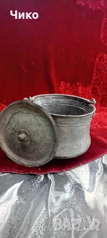 Малко медно котле с капак, снимка 3 - Антикварни и старинни предмети - 55788307
