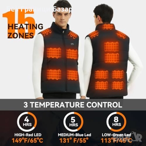 Нова Отопляема жилетка с 15 нагревателни зони и 3 температурни нива, снимка 2 - Други - 52134703