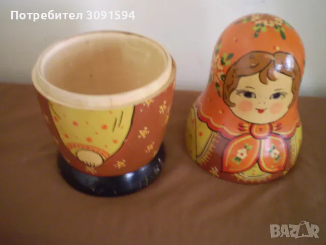 Стара красива голяма Руска кукла държач за бутилки 35 см височина, снимка 8 - Антикварни и старинни предмети - 49388235