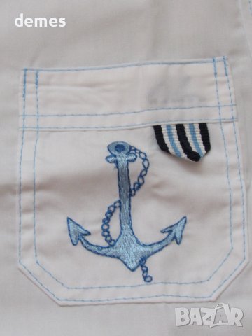 Бяла детска ризка с бродирано джобче размер 86 и 110, нова, снимка 5 - Детски ризи - 11087582