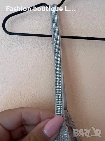 Потник с блестящи сребърни камъчета и регулиращи се презрамки M размер ❤️, снимка 2 - Потници - 51796611